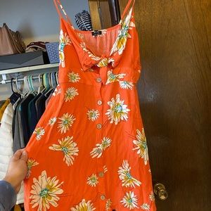 Orange floral mini dress